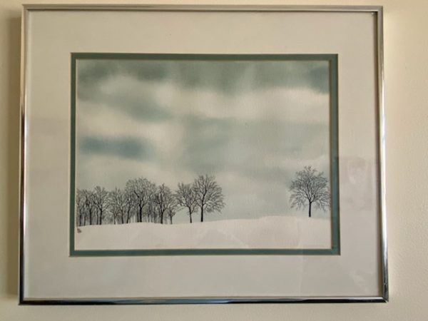 Lou Riffe winter scene in acrylic