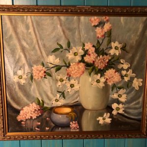 Flower vase oil painting