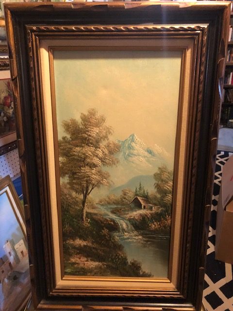 K Greek , oil painting, snow capped mountain