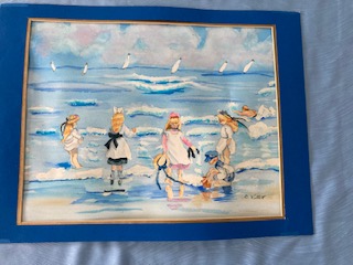 watercolor of beach scene, willett